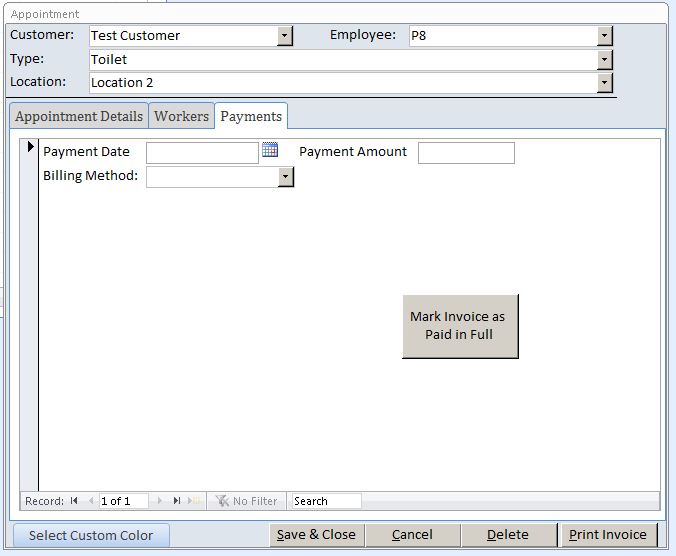 Carpet Care Appointment Tracking Template Outlook Style | Appointment Database